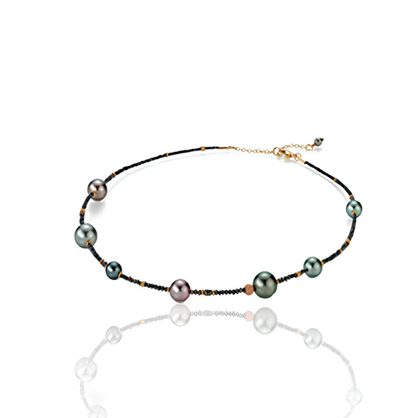 CASTAWAY ROSE GOLD, BLACK & BROWN DIAMOND PEARL NECKLACE (Image 1)