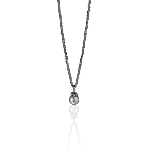 RENDEZVOUS WHITE GOLD, TAHITIAN PEARL & BLACK DIAMOND PENDANT (Image 1)