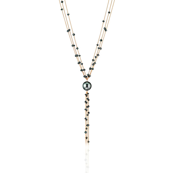 CASTAWAY ROSE GOLD & BLACK DIAMOND TAHITIAN PEARL NECKLACE (Image 1)