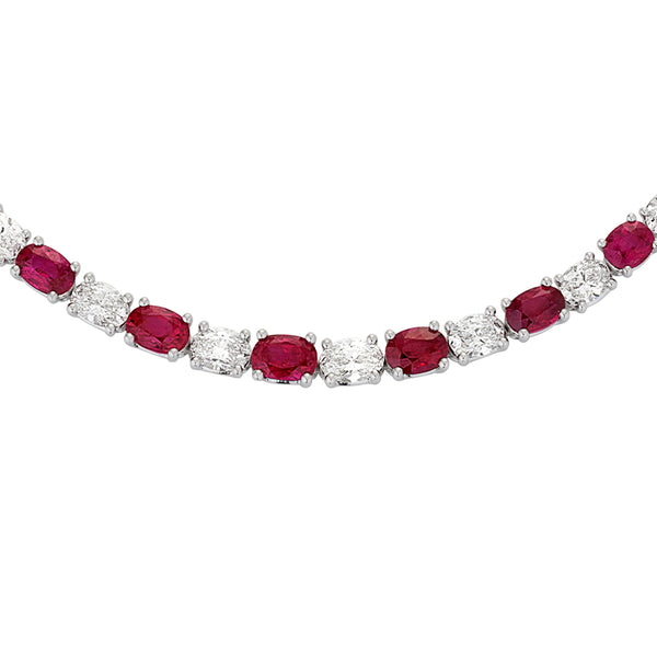 PLATINUM BURMESE RUBY & DIAMOND LINE NECKLACE (Image 2)