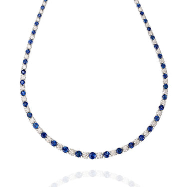 PLATINUM & 18CT WHITE GOLD CEYLON SAPPHIRE & DIAMOND LINE NECKLACE