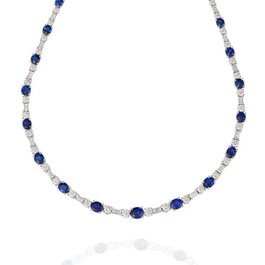 PLATINUM & 18CT WHITE GOLD CEYLON SAPPHIRE & DIAMOND NECKLACE