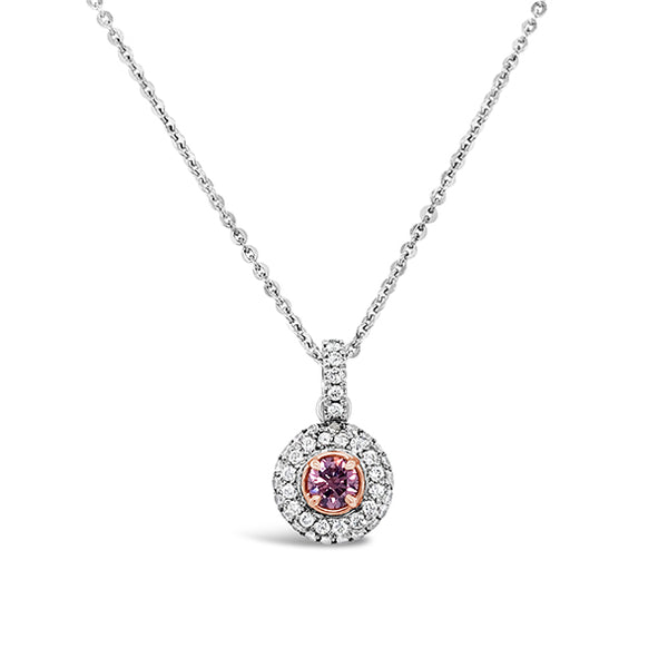 0.25CT ARGYLE PINK DIAMOND AND WHITE DIAMOND PAVE SET PENDANT (Image 1)