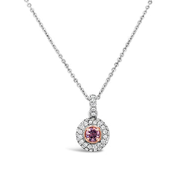 0.25CT ARGYLE PINK DIAMOND AND WHITE DIAMOND PAVE SET PENDANT