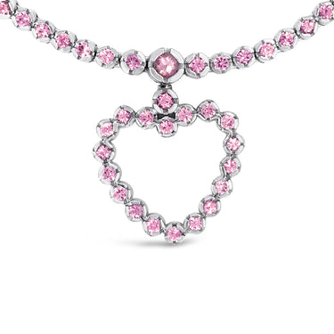 FIESSLER 18CT WHITE GOLD PINK SAPPHIRE HEART PENDANT