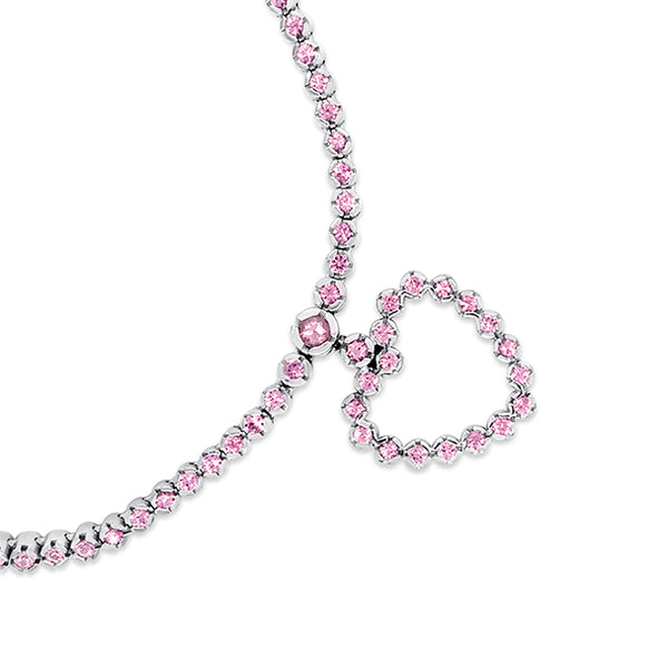 FIESSLER 18CT WHITE GOLD PINK SAPPHIRE HEART PENDANT (Image 2)