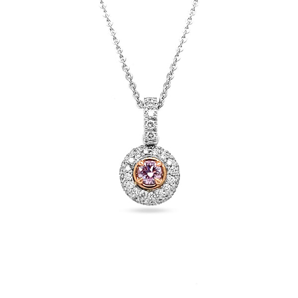 18CT ROSE GOLD AND 18CT WHITE GOLD ARGYLE PINK DIAMOND AND WHITE DIAMOND PAVE SET PENDANT (Image 1)