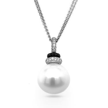 KAILIS 'SHIMMER VIBRANCE' 18CT WHITE GOLD BLACK AND WHITE DIAMOND PENDANT