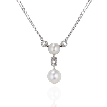 18CT WHITE GOLD SOUTH SEA PEARL AND DIAMOND NECKLACE