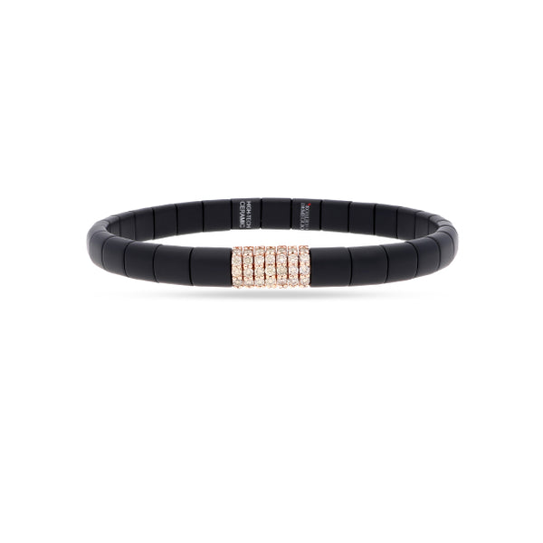 DEMEGLIO 'PURA' 18CT ROSE GOLD CHAMPAGNE DIAMONDS AND MATTE BLACK CERAMIC ELASTIC BRACELET (Image 1)