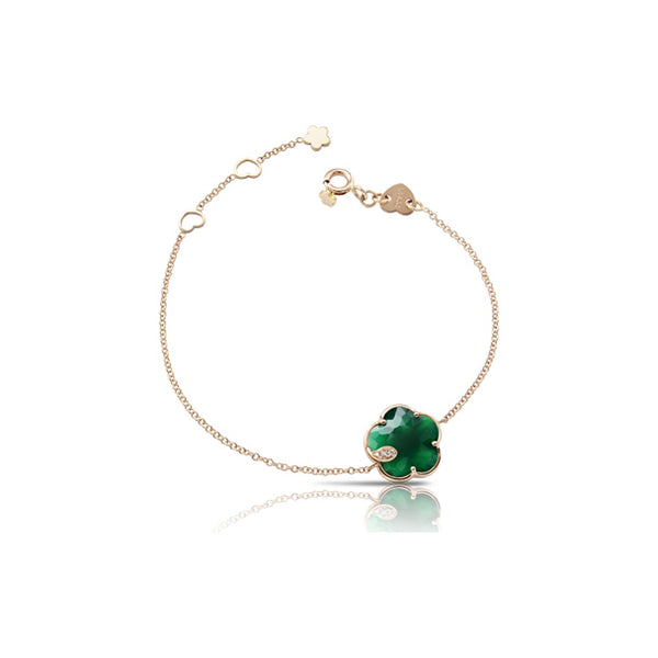 PASQUALE BRUNI PETIT JOLI 18CT ROSE GOLD GREEN & WHITE AGATE BRACELET WITH CHAMPAGNE & WHITE DIAMONDS (Image 1)