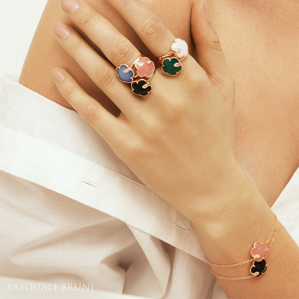 PASQUALE BRUNI PETIT JOLI 18CT ROSE GOLD GREEN & WHITE AGATE BRACELET WITH CHAMPAGNE & WHITE DIAMONDS (Image 2)