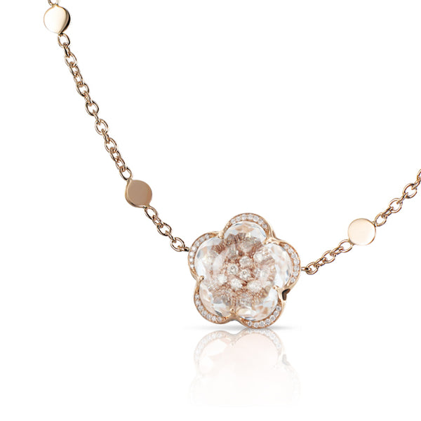 PASQUALE BRUNI BON TON ROCK CRYSTAL & WHITE & CHAMPAGNE DIAMOND NECKLACE SET IN 18CT ROSE GOLD (Image 1)
