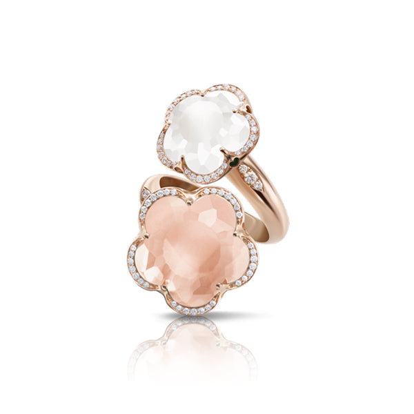 PASQUALE BRUNI BON TON PINK & WHITE QUARTZ & DIAMOND RING IN ROSE GOLD (Image 1)
