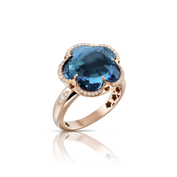 PASQUALE BRUNI BON TON LONDON BLUE TOPAZ 18CT ROSE GOLD & DIAMOND RING (Image 1)