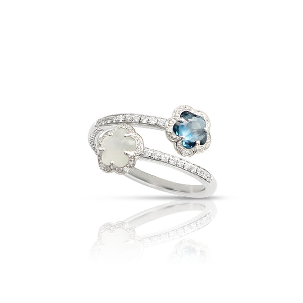 PASQUALE BRUNI FIGLIA DEI FIORI MOONSTONE, LONDON BLUE TOPAZ & DIAMOND RING (Image 1)