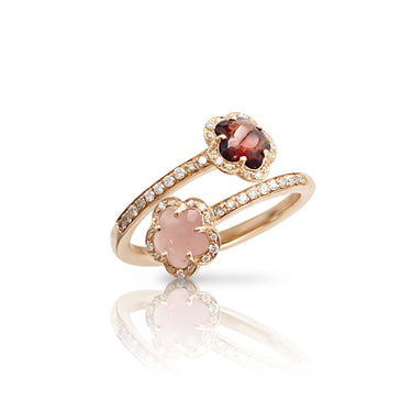 PASQUALE BRUNI FIGLIA DEI FIORI GARNET, CHALCEDONY, CHAMPAGNE & WHITE DIAMOND RING SET IN 18CT ROSE GOLD