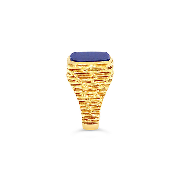 18CT YELLOW GOLD LAPIS LAZULI GENTS SIGNET RING (Image 2)