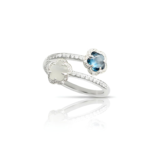 PASQUALE BRUNI FIGLIA DEI FIORI MOONSTONE, LONDON BLUE TOPAZ & DIAMOND RING (Image 1)