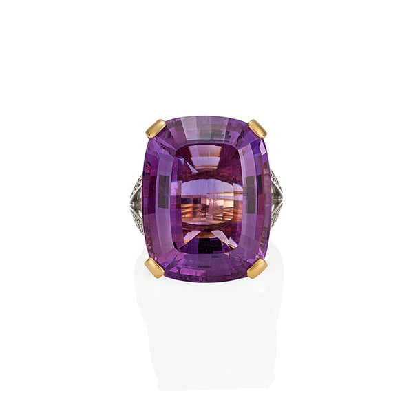 41.3CT CUSHION CUT AMETHYST AND DIAMOND COCKTAIL RING (Image 2)