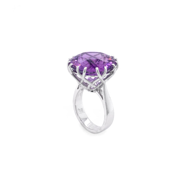 23.58CT ROUND CUT AMETHYST RING SET IN 18CT WHITE GOLD (Image 2)
