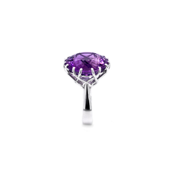 23.58CT ROUND CUT AMETHYST RING SET IN 18CT WHITE GOLD (Image 3)
