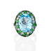 'QUEEN OF ATLANTIS' 18CT WHITE GOLD SKY BLUE TOPAZ, TSAVORITE GARNET AND DIAMOND DRESS RING (Thumbnail 2)