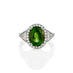 18ct WHITE GOLD 4.22ct OVAL GREEN TOURMALINE & DIAMOND CLUSTER RING (Thumbnail 1)