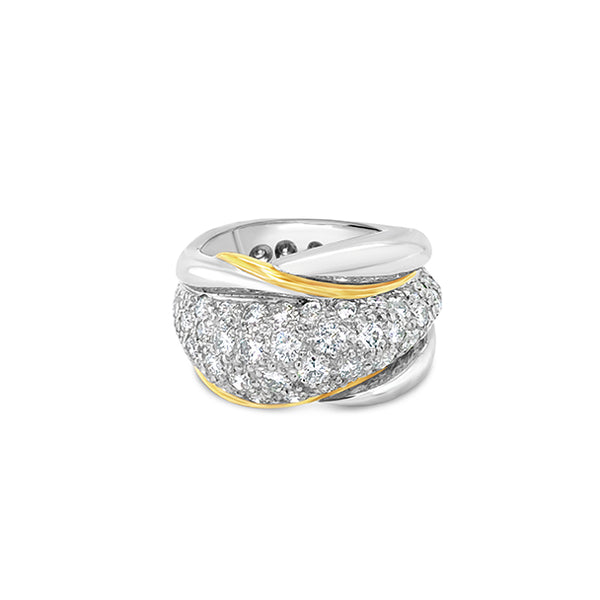 18CT YELLOW & WHITE GOLD DIAMOND SET RING (Image 1)