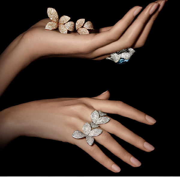 PASQUALE BRUNI "GIARDINI SEGRETI' 18CT ROSE GOLD WHITE & CHAMPAGNE DIAMOND RINGS (Image 2)