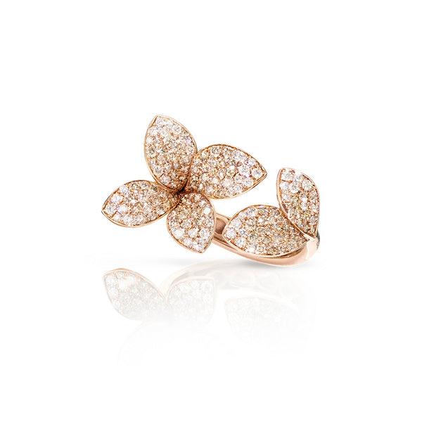 PASQUALE BRUNI GIARDINI SEGRETI 18CT ROSE GOLD WHITE & CHAMPAGNE DIAMOND RING (Image 1)