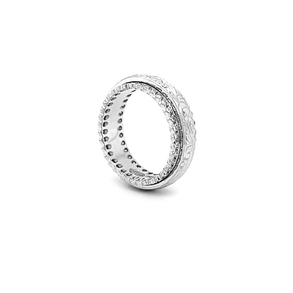 18CT WHITE GOLD HAND ENGRAVED DIAMOND DRESS RING (Image 2)