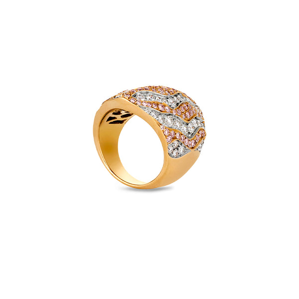 NEW ITALIAN ART 18CT WHITE GOLD AND 18CT ROSE GOLD PINK AND WHITE DIAMOND DRESS RING (Image 3)