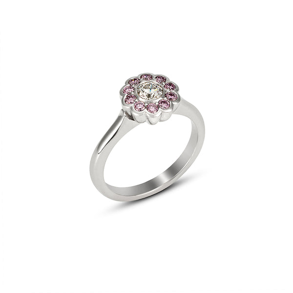 PLATINUM ROUND BRILLIANT CUT DIAMOND & ARGYLE PINK DIAMOND RING (Image 2)