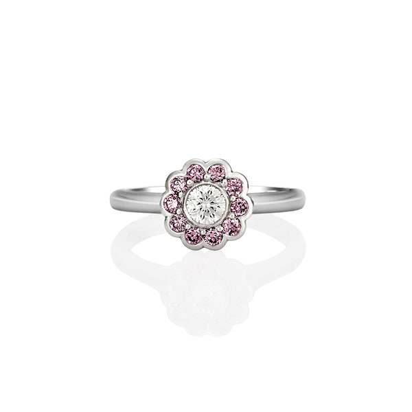 PLATINUM ROUND BRILLIANT CUT DIAMOND & ARGYLE PINK DIAMOND RING (Image 1)