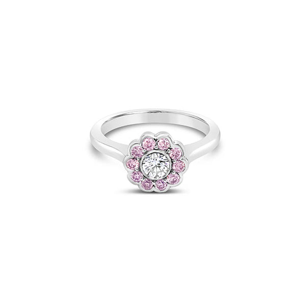 PLATINUM ROUND BRILLIANT CUT DIAMOND & ARGYLE PINK DIAMOND RING (Image 1)