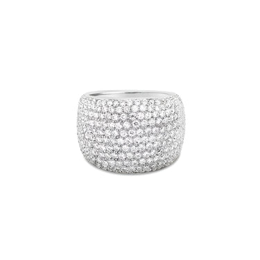 18CT WHITE GOLD LARGE PAVE DIAMOND RING