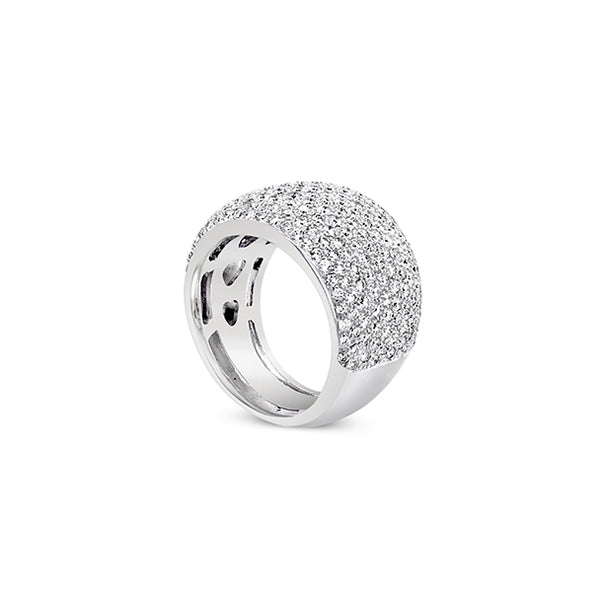18CT WHITE GOLD LARGE PAVE DIAMOND RING (Image 2)