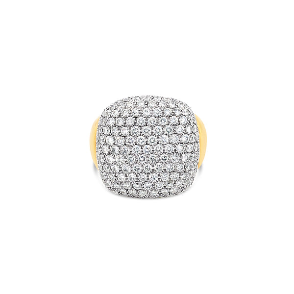 18CT YELLOW GOLD AND WHITE GOLD PAVE DIAMOND RING (Image 2)