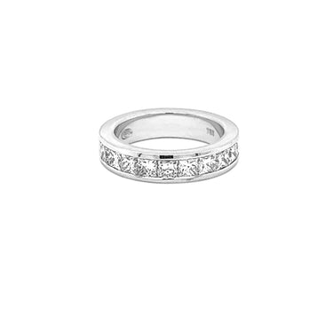 18CT WHITE GOLD PRINCESS CUT CHANNEL SET RING