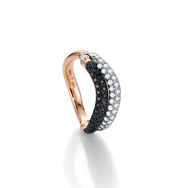 JORG HEINZ '2 PLAY' 18CT WHITE AND ROSE GOLD BLACK AND WHITE DIAMOND RING (Image 1)