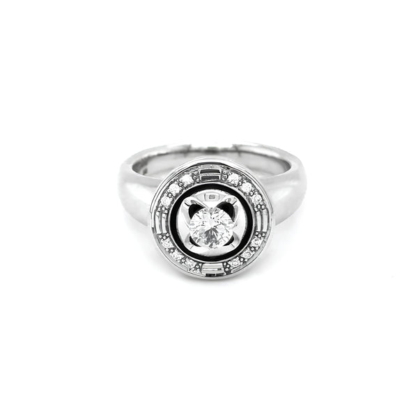 JORG HEINZ 'MAGIC' 18CT WHITE GOLD BLACK AND WHITE DIAMOND RING (Image 1)