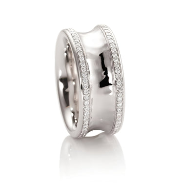 STOCKERT 18CT WHITE GOLD DIAMOND HAMMERTONE RING