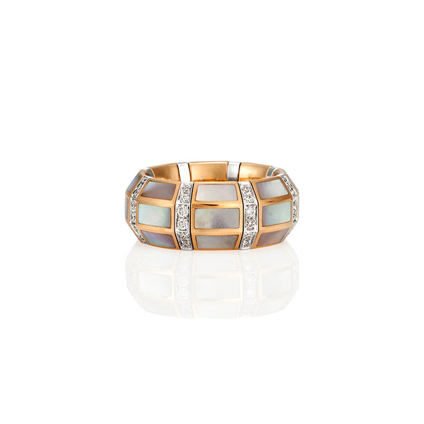 PICCHIOTTI 'XPANDABLE' 18CT WHITE AND ROSE GOLD DIAMOND AND MOTHER OF PEARL RING (Image 1)