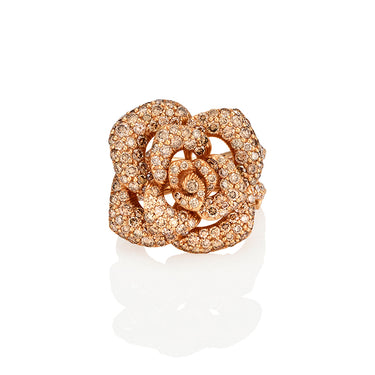 'ROSE' RING IN 18CT ROSE GOLD WITH BROWN AND WHITE DIAMONDS