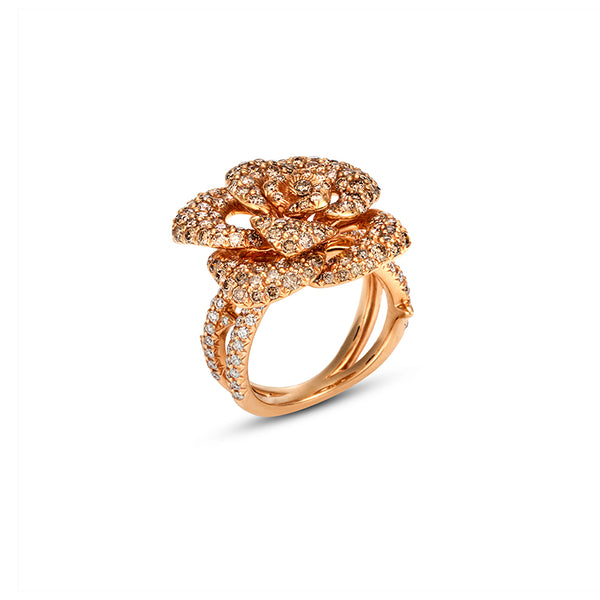 'ROSE' RING IN 18CT ROSE GOLD WITH BROWN AND WHITE DIAMONDS (Image 3)