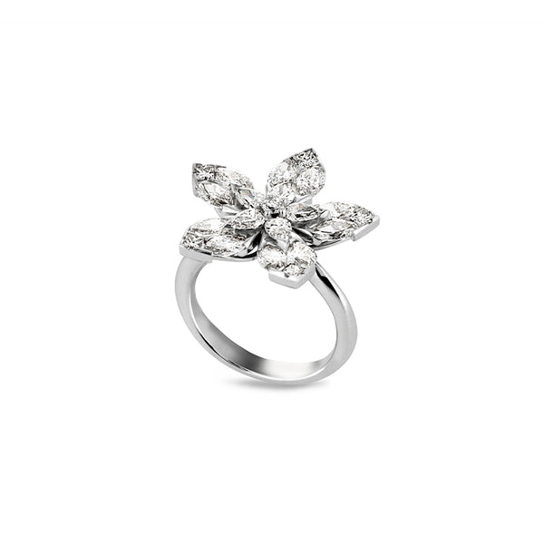 18CT WHITE GOLD DIAMOND FLOWER RING (Image 2)