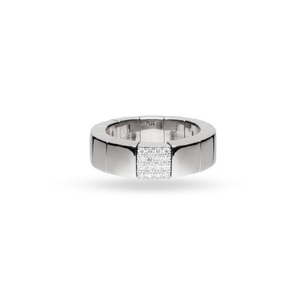 DEMEGLIO 'SCACCO ORO' POLISHED 18CT WHITE GOLD AND DIAMOND RING (Image 1)