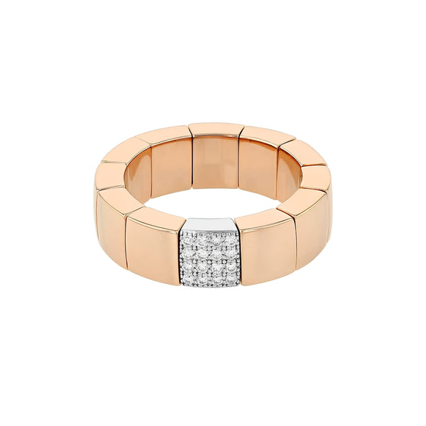 DEMEGLIO SCACCO ROSE AND WHITE GOLD STRETCH DIAMOND RING (Image 1)