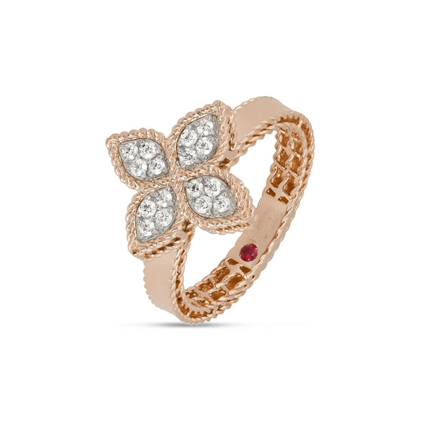 ROBERTO COIN 'PRINCESS FLOWER' 18CT ROSE GOLD AND WHITE GOLD DIAMOND RING (Image 1)
